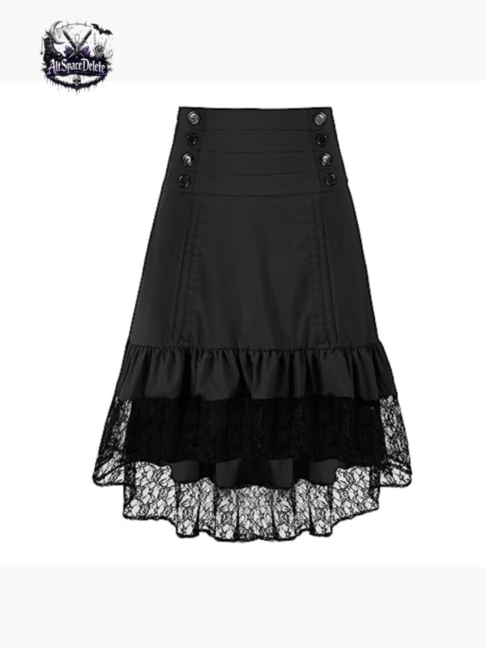 Asymmetrical Ruffled Steampunk Skirt High Low Renaissance Style - Picture 2 of 6